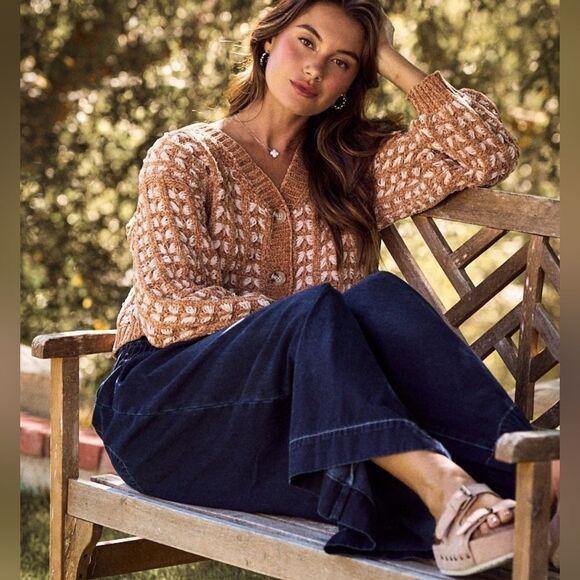 SO ME Soft Chenille Crochet Knit Button Down V-Neck Sweater Cardigan - Picture 8 of 10